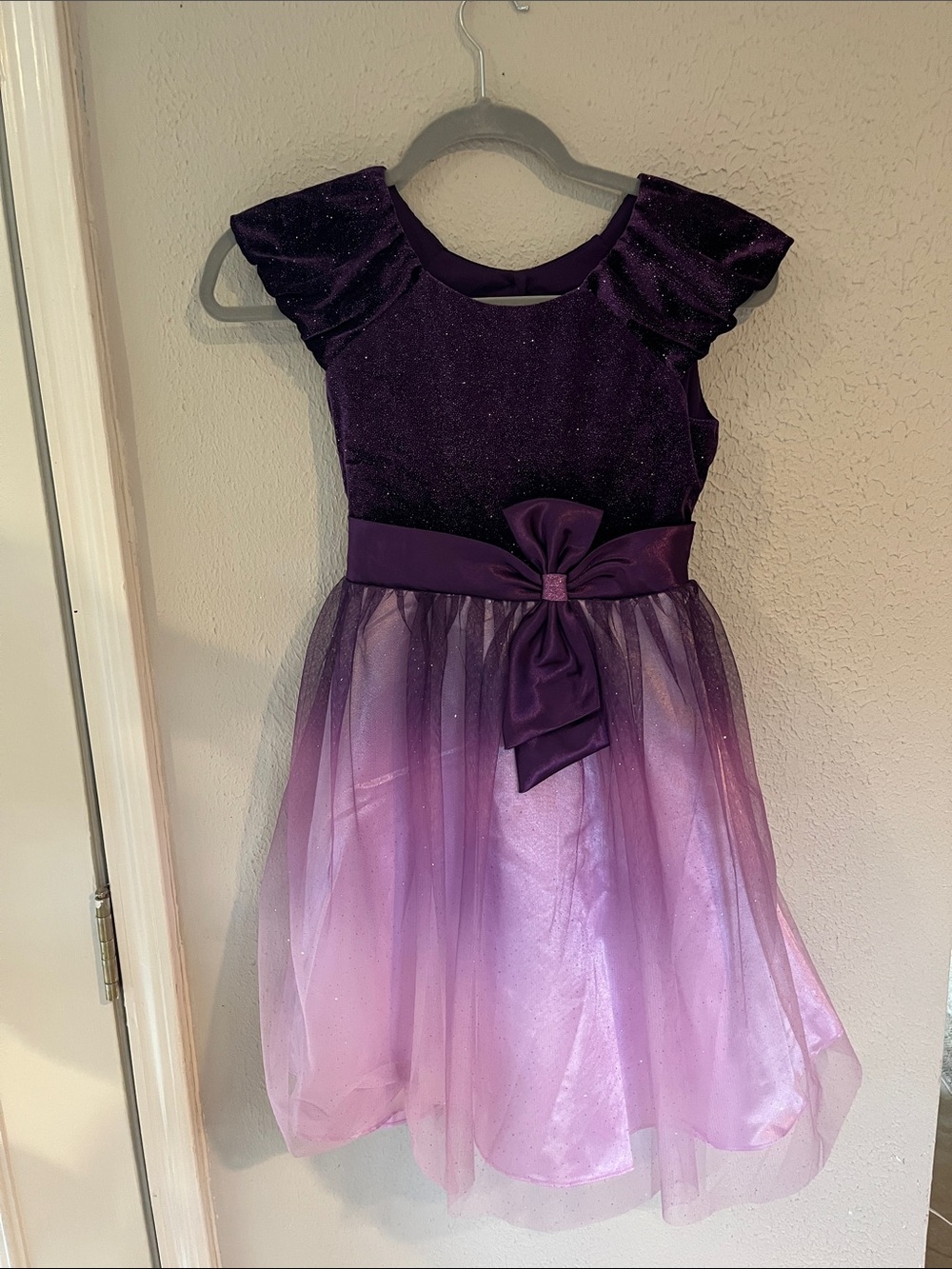 Jona Michelle Purple Ombre Tulle Party Dress with Bow
